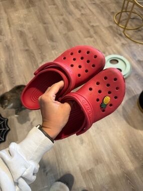 CROCS Kids Classic Clog in Red with Pineapple Jibbitz
